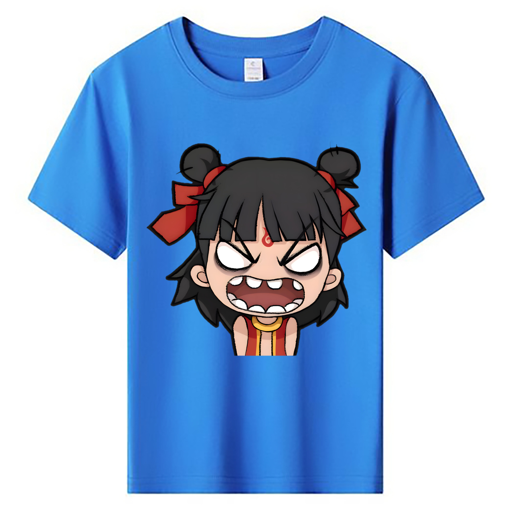 （画像用） Ne Zha 2 ナタ 魔童の大暴れ 綿100％キッズTシャツ（フロントプリント）